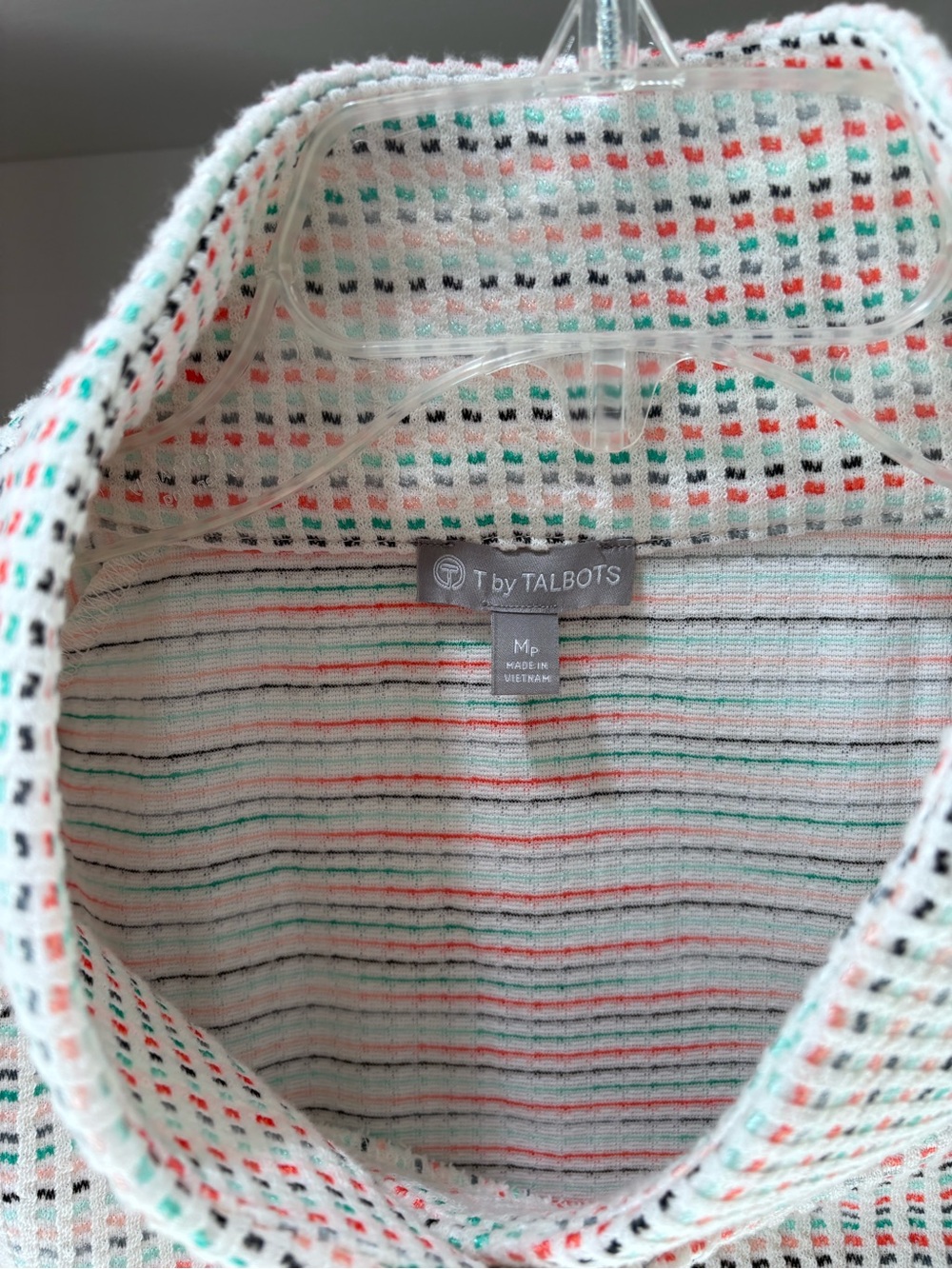 Talbots Women’s Cream Cowl Neck Sweater with Subtle Pink & Blue Accent M Petite - Picture 3 of 6